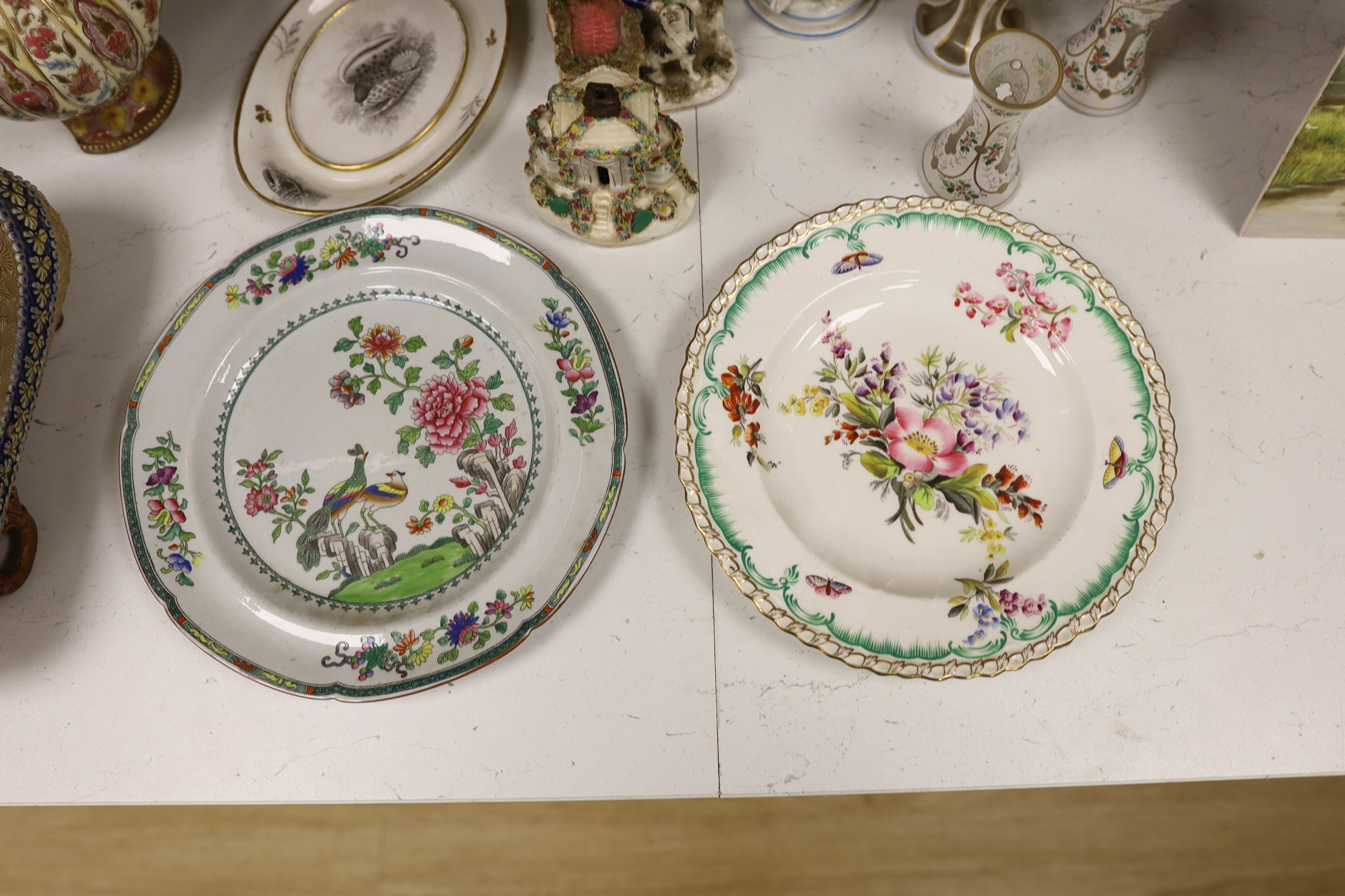 A quantity of mixed ceramics and glass to include Staffordshire, Zsolnay, Spode etc. Condition - poor